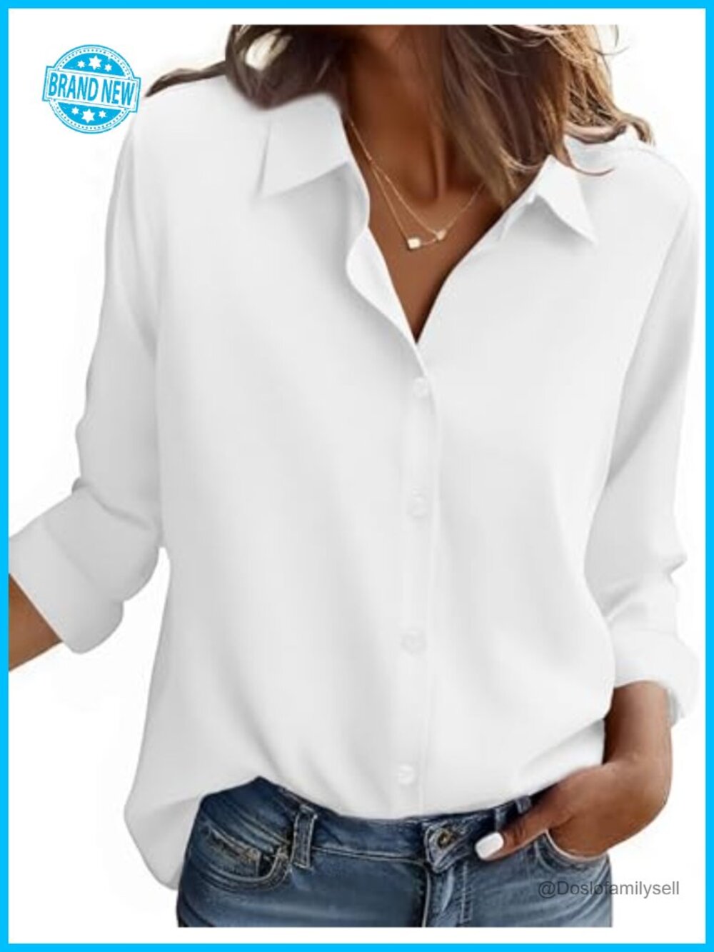 Zeagoo Button Down Shirt Long Sleeve V-Neck Blouse Work Top